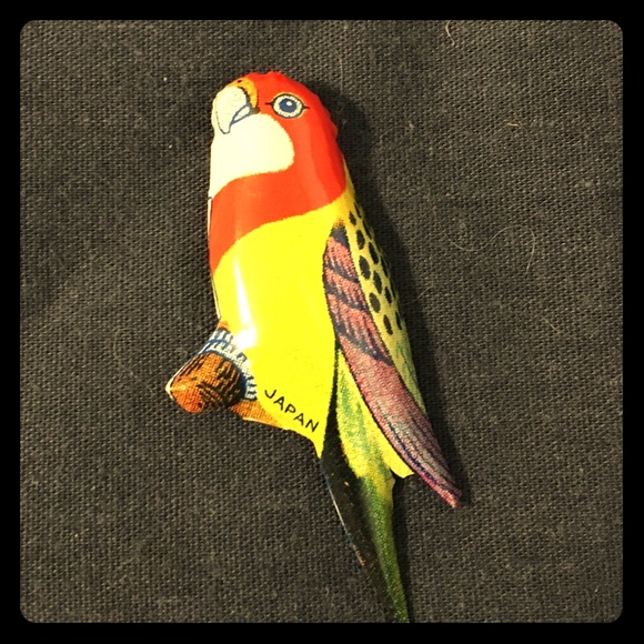 Jewelry - Vintage Tin Parrot Pin, Made in Japan